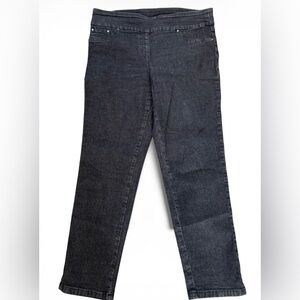 Ruby Rd. Women's Black Dark Wash Straight Leg Pull On Jeans 12 Petite 12P